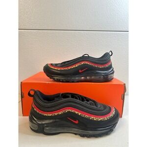 Nike Air Max 97 Leopard Black Red Animal Print Sneakers Womens 7 #2449
